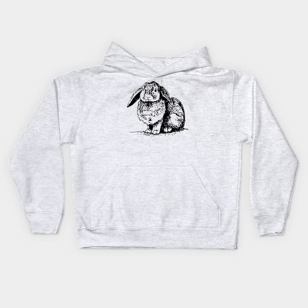 Dwarf Rabbit Charcoal Cute Floppy Ears Bunny Kids Hoodie by Griffelkinn